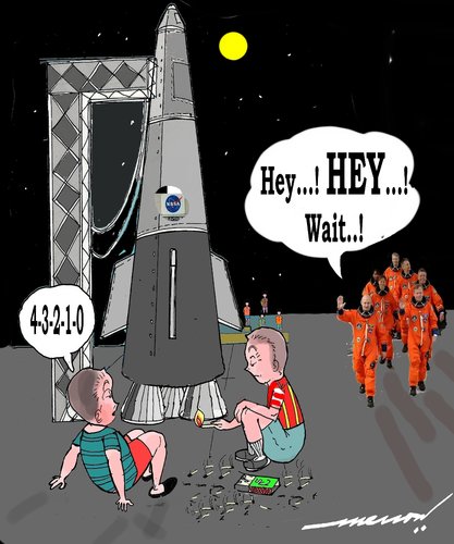 Cartoon: Time and Tide (medium) by kar2nist tagged rocket,launch,astronaut,firing,kidsplay