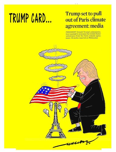 Cartoon: Trump Card (medium) by kar2nist tagged trump,climate,paris,accord
