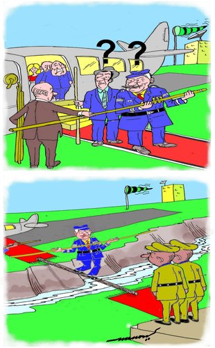 Cartoon: vip visit (medium) by kar2nist tagged visit,vip,trench,crossing,military,footbridge
