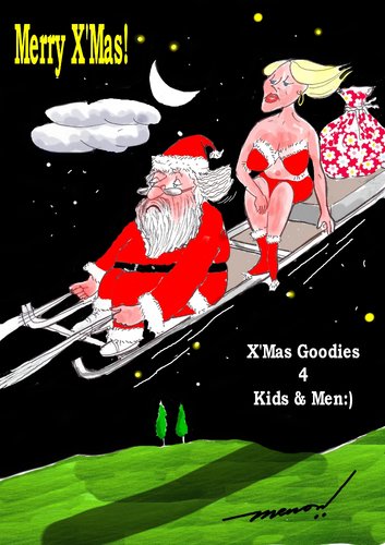 Cartoon: xmas goodies for  boys and men (medium) by kar2nist tagged christmas,xmas,santa,claus,gifts