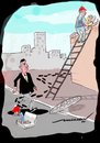 Cartoon: From Frying Pan to Fire (small) by kar2nist tagged superstitions,ladder,manhole