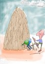 Cartoon: Hey I got that Needle (small) by kar2nist tagged needle,haystack,looking,for,in