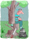 Cartoon: The Seat (small) by kar2nist tagged tree,felling,bird,rain