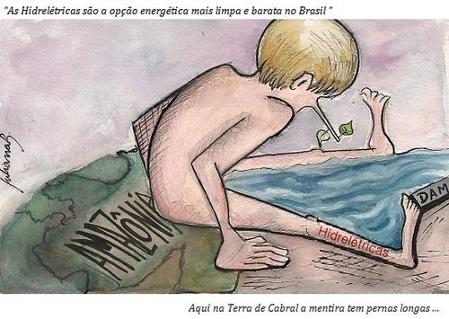 Cartoon: Amazon The lie of the century (medium) by Juliana Borges tagged amazon,dams,belo,monte,hydroelectric,nature,the