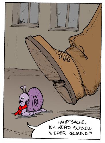 Cartoon: Fitch - Immer feucht. (medium) by Bülow tagged schnecke,slug,gesund,gesundheit,krank,krankheit,schnupfen,erkältung,gehweg,schuh,fitch,schnecke