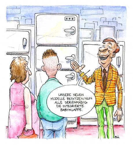 Cartoon: Kühlschrankdiscount (medium) by Bülow tagged kühlschrank,tiefkühlfach,gefrierfach,eis,frost,discount,erfindung,babyklappe,verkauf,verkäufer,cartoon,cartoons,handel,verkauf,küchengeräte,küche,kühlschrank,technik,tiefkühlfach,gefrierfach,eis,frost,discount,erfindung,babyklappe,baby,babies,kinder,kind,nachwuchs,familie,eltern,erziehung,gesellschaft,händler,shopping,verkäufer