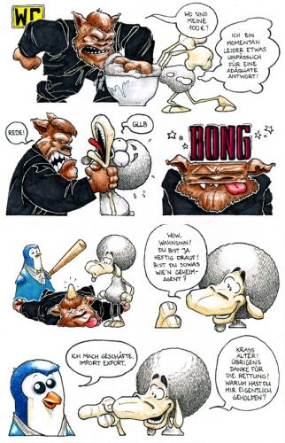 Cartoon: Schafro auf Reisen - S. 3 von 4 (medium) by Bülow tagged schaf,sheep,fight