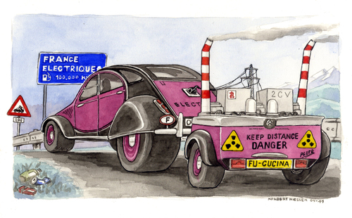 Cartoon: France electriques (medium) by Niessen tagged france,2cv,energy,atomic,nuclear,car,danger