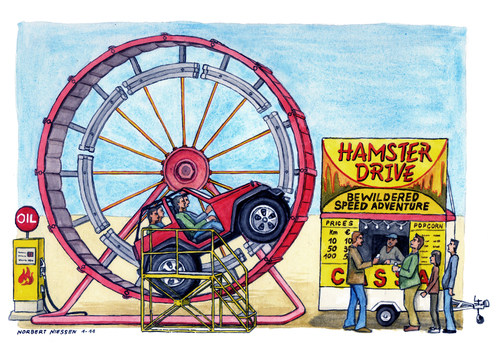 Cartoon: Hamster drive (medium) by Niessen tagged reel,amusement,environment,hamster,jeep,energy