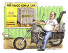 Cartoon: Piu fuoco con la Lira (small) by Niessen tagged money euro lira krise ofen motorrad custom stufa soldi