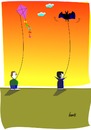 Cartoon: vampires kite (small) by berti tagged vampir drachen steigen lassen fledermaus kite bat inkscape