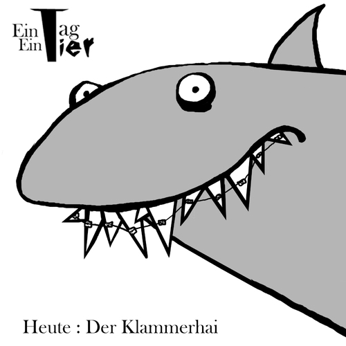 Cartoon: Der Klammerhai (medium) by Mistviech tagged tiere,natur,hai,zahnspange,klammer,kieferorthopäde,zahn,zähne,zahnfehlstellung