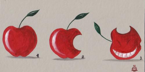Cartoon: apple-devil (medium) by drljevicdarko tagged fruit