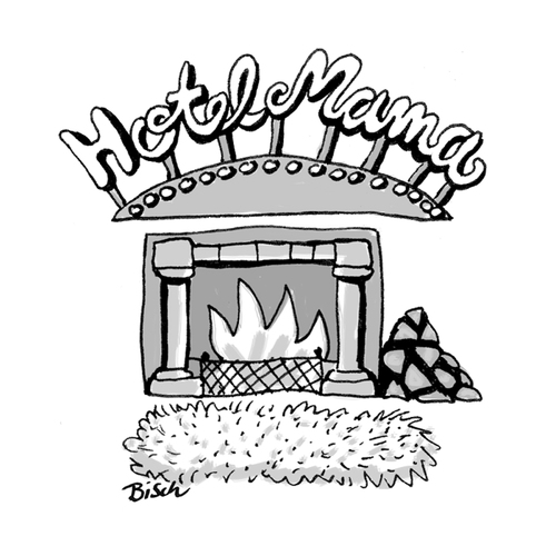 Cartoon: Hotel Mama (medium) by BiSch tagged muttertag,mama,mutter,hotel,kamin,gemütlich,muttertag,mama,mutter,gemütlich,kamin