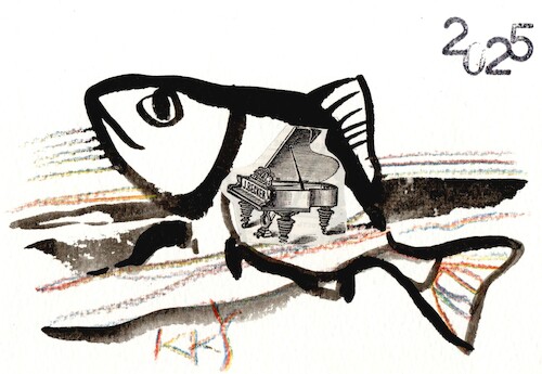 Cartoon: An era has ended (medium) by Kestutis tagged era,dada,postcard,kestutis,lithuania,silence,art,kunst