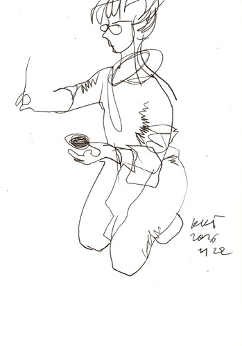 Cartoon: Artist drawing and discussing (medium) by Kestutis tagged sketch,kestutis,lithuania,artist