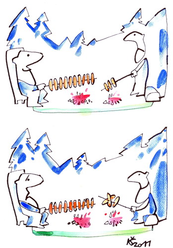 Cartoon: BANKERS PICNIC (medium) by Kestutis tagged wurst,sausage,picnic,bankers
