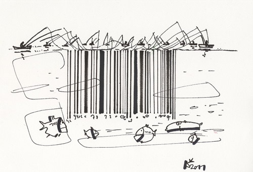 Cartoon: BAR CODE (medium) by Kestutis tagged bar,code,anglers,fish