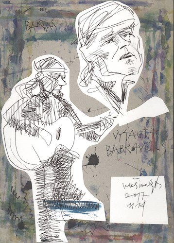 Cartoon: Bard Vytautas Babravicius (medium) by Kestutis tagged bard,sketch,art,kunst,kestutis,lithuania,music