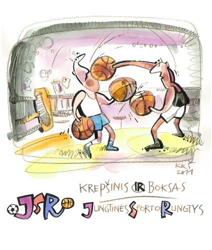 Cartoon: Basketball and Boxing (medium) by Kestutis tagged kestutis,boxing,basketball,sport,lithuania