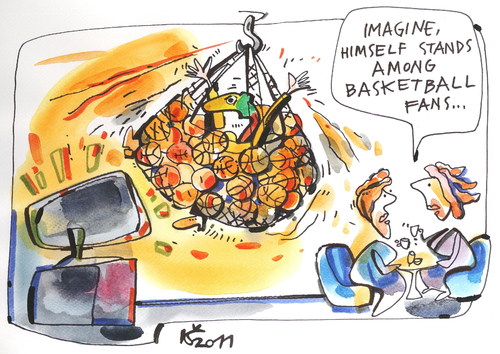 Cartoon: BASKETBALL FANS (medium) by Kestutis tagged tv,game,fans,sports,basketball