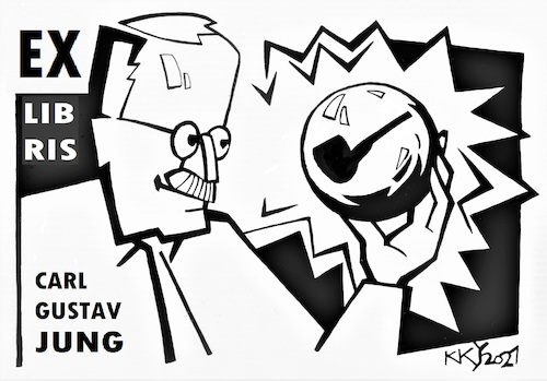 Cartoon: CARL GUSTAV JUNG exlibris (medium) by Kestutis tagged jung,exlibris,pipe,writer,alchemy,kestutis,lithuania,psychoanalysis,psychiatry,medicine