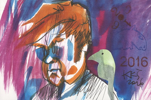 Cartoon: Elton John. Hyde Park London (medium) by Kestutis tagged elton,john,hyde,park,london,dada,postcard,kestutis,lithuania