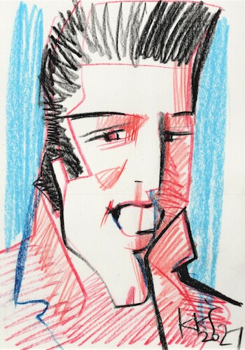 Cartoon: Elvis Presley 2 (medium) by Kestutis tagged elvis,presley,sketch,kestutis,lithuania,rock,and,roll,music,singer