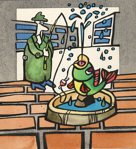 Cartoon: FOUNTAIN (medium) by Kestutis tagged fish,stadt,city,fountain,angler,summer,kestutis,lithuania