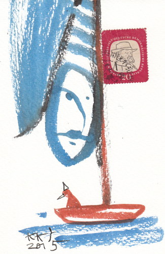 Cartoon: Heinrich Zille. DADA Postcard (medium) by Kestutis tagged dada,postcard,dadaism,schiff,zille,cartoon,berlin,ship,humor,kestutis,lithuania,art,kunst