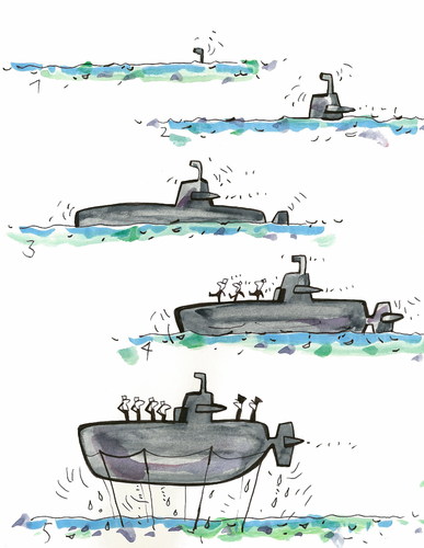 Cartoon: Hybrid submarine (medium) by Kestutis tagged hybrid,submarine,kestutis,lithuania