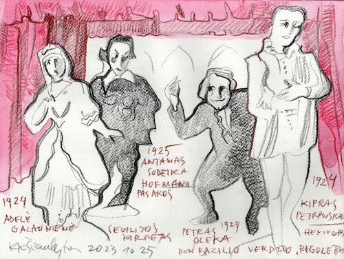 Cartoon: In the theater museum (medium) by Kestutis tagged theater,museum,actor,sketch,kestutis,lithuania