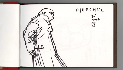 Cartoon: London. Churchill (medium) by Kestutis tagged sketch,sculpture,churchill,london,kestutis,england