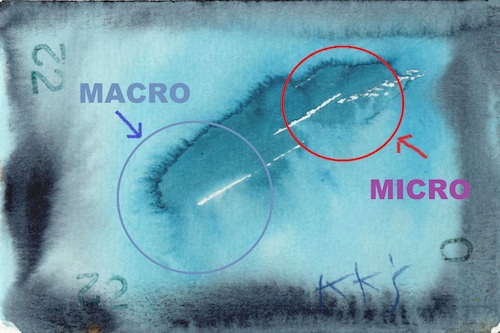 Cartoon: Macro and micro space (medium) by Kestutis tagged dada,postcard,macro,micro,space,kestutis,lithuania,microscope,telescope,science,discussion