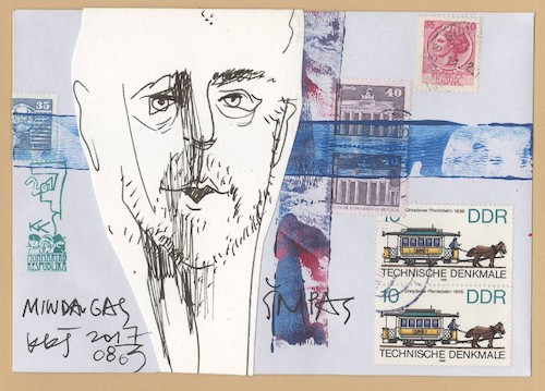 Cartoon: Mail art with sketch. Mindaugas (medium) by Kestutis tagged mail,art,kunst,kestutis,lithuania,sketch