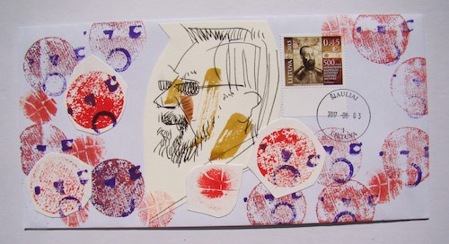 Cartoon: Mail art with sketch. Vygis (medium) by Kestutis tagged mail,art,sketch,kestutis,lithuania,postcard,basketball