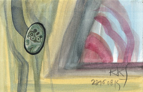 Cartoon: Malachite in watercolor (medium) by Kestutis tagged dada,postcard,malachite,watercolor,kestutis,lithuania,art,nature,kunst,farbe