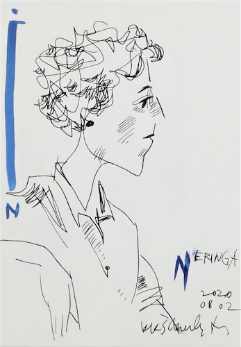 Cartoon: Neringa Poskute (medium) by Kestutis tagged sketch,artist,kestutis,lithuania