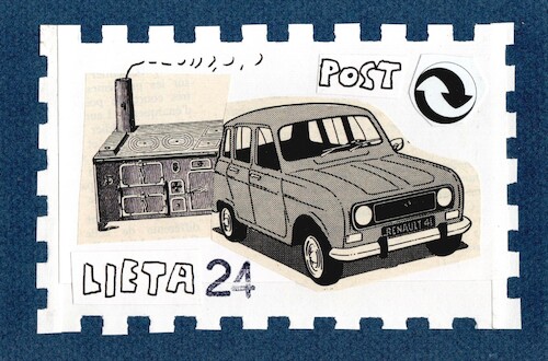 Cartoon: New postage stamp. LP (medium) by Kestutis tagged new,postage,stamp,mail,art,kunst,autocar,car,post,postcard,kestutis,lithuania