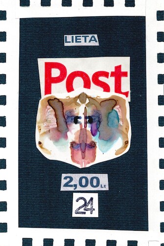 Cartoon: New postage stamp. Symmetry (medium) by Kestutis tagged symmetry,klecksography,art,kunst,kestutis,lithuania,postcard,new,postage,stamp