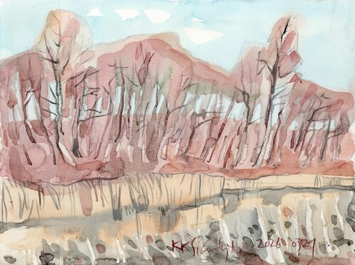 Cartoon: Pond shore (medium) by Kestutis tagged watercolor,spring,sketch,art,kunst,kestutis,lithuania