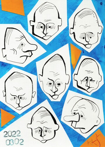Cartoon: Putin  listens news from Ukraine (medium) by Kestutis tagged putin,war,ukraine,russia,eu,kestutis,lithuania