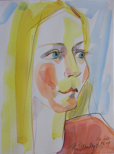 Cartoon: Ruta (medium) by Kestutis tagged lithuania,kestutis,portrait,aquarellskizze,sketch,watercolor