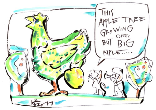Cartoon: SENSATION. APPLE TREE (medium) by Kestutis tagged apple,tree,big,sensation,news