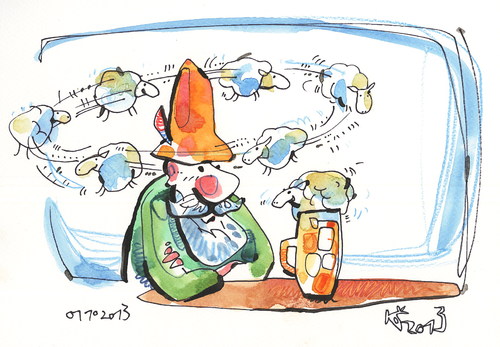 Cartoon: Seventh mug. Oktoberfest (medium) by Kestutis tagged mug,pint,glass,beer,bier,lithuania,kestutis,oktoberfest