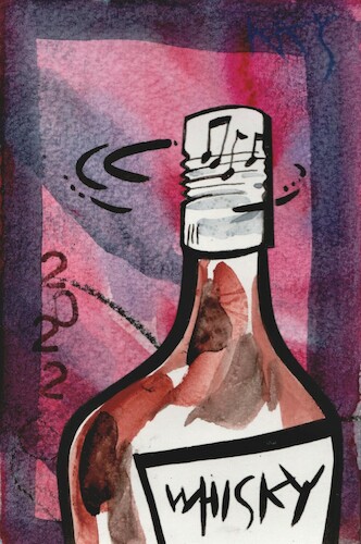 Cartoon: Slow whiskey blues music (medium) by Kestutis tagged whisky,music,blues,minicartoon,kestutis,lithuania,dada,postcard