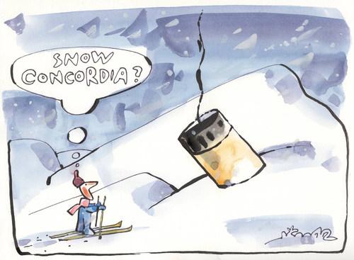 Cartoon: SNOW CONCORDIA (medium) by Kestutis tagged snow,concordia,winter,ship,ski,sport
