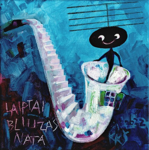 Cartoon: Stairs Blues Note (medium) by Kestutis tagged stairs,blues,note,music,jazz,kestutis,lithuania
