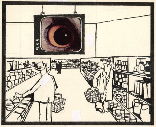 Cartoon: SUPERMARKET (medium) by Kestutis tagged supermarket,shoppers,shopping,eye,kestutis,siaulytis,lithuania,sluota