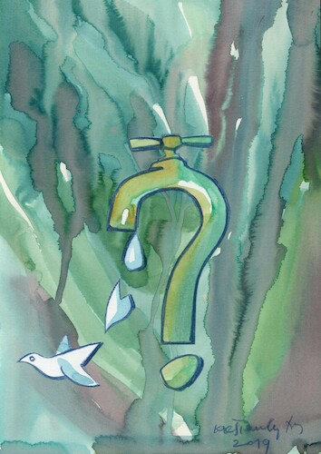 Cartoon: The beginning of water (medium) by Kestutis tagged water,climate,change,bird,egg,ecology,riddle,planet,kestutis,lithuania